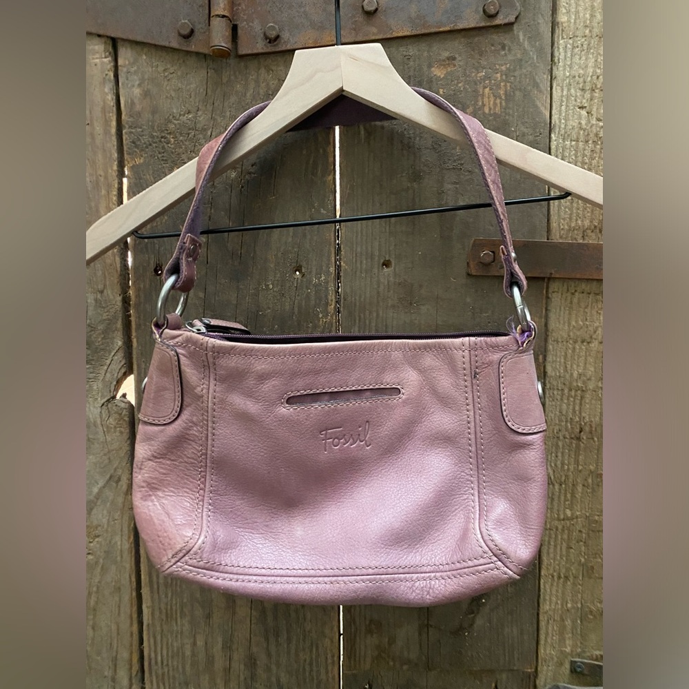 Fossil Vintage Purple Leather Shoulder Bag Handbag Women Purse - Picture 5 of 16